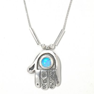 HAMSA NECKLACE W/ OPAL