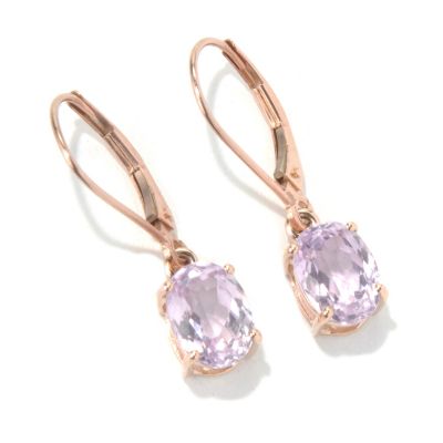 130-903 - Gem Treasures 14K Rose Gold 1'' 2.78ctw Oval Kunzite Earrings w/ Lever Backs 
