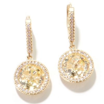 SS/18KYG CANARY ROSE CUT HALO DANGLE EARRINGS
