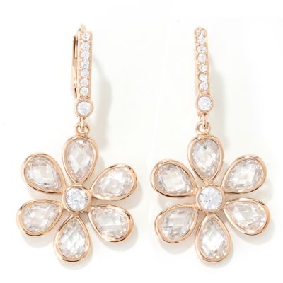 SS/CHOICE ROUND AND TEARDROP CHECKERBOARD FLOWER DANGLE EARRINGS