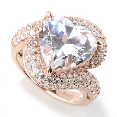 SS/18K RGP HEART CUT PAVE WRAP RING