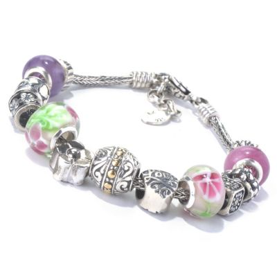 SILVER FLOWER CHARM BRACELET