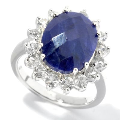 SAPPHIRE AND WHITE TOPAZ RING