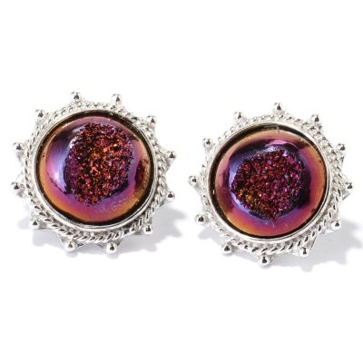 SS 12mm DRUSY FILIGREE EARRINGS