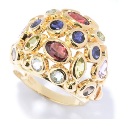 Multi Gem Stone Dome Ring