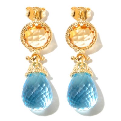 Two Tone Gemstone Earrings