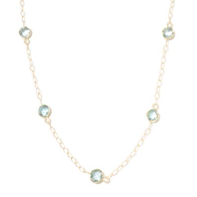 131-047 - Viale18K&reg; Italian Gold 18'' Blue Topaz Diamond Cut Station Necklace 