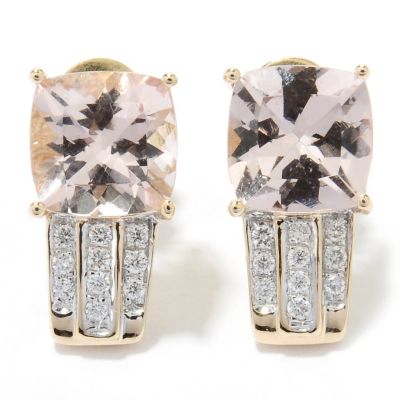 18K YG MORGANITE & DIAMOND EARRINGS