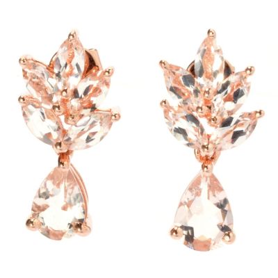 131-058 - NYC II 2.07ctw Marquise & Pear Shaped Morganite Drop Earrings 