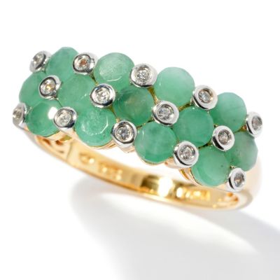 131-059 - NYC II 1.58ctw Sakota Emerald & White Zircon Band Ring 