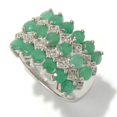 131-061 - NYC II 1.76ctw Sakota Emerald & White Zircon Five-Row Ring 