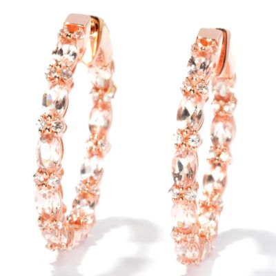 131-062 - NYC II 1.25" 5.34ctw Morganite & White Zircon Inside-Out Hoop Earrings 