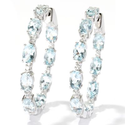 SS/P EAR AQUAMARINE & WHT ZIRCON