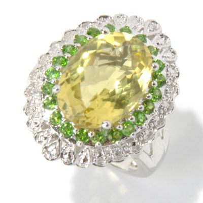 131-067 - NYC II 5.86ctw Ouro Verde, Chrome Diopside & White Zircon Halo Ring 