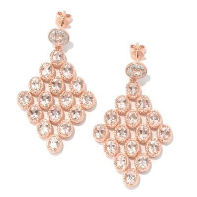 131-068 - NYC II 1.75" 5.29ctw Morganite & White Zircon Chandelier Earrings 