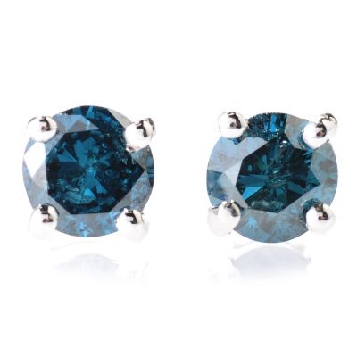 131-073 - Diamond Treasures Sterling Silver 0.33ctw Fancy Color Diamond Stud Earrings
