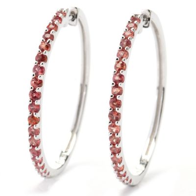 131-078 - Gem Treasures Sterling Silver 1.50ctw Fancy Color Sapphire Hoop Earrings 