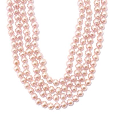 131-092 - 100'' 7-8mm Dyed Pink Freshwater Cultured Pearl Endless Necklace