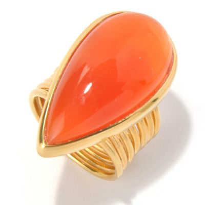 SS/18KGP RING PEAR-SHAPED CARNELIAN