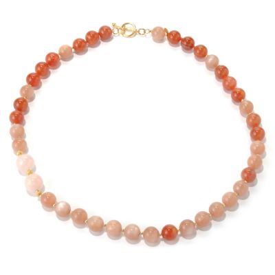 SS/18KGP NECK PEACH MOONSTONE & CARNELIAN - 24"
