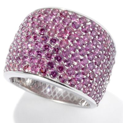 SS PAVE RHODOLITE WIDE BAND