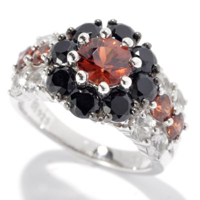 131-126 - Gem Insider Sterling Silver 3.39ctw Spinel, Mocha & White Zircon Flower Ring
