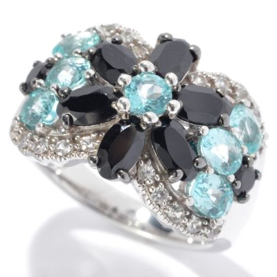 131-128 - Gem Insider Sterling Silver 3.00ctw Spinel, Apatite & Sapphire Flower Ring