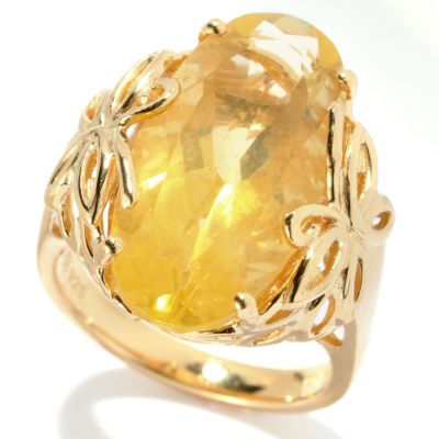 131-152 - NYC II 8.80ctw Yellow Fluorite Elongated Ring 
