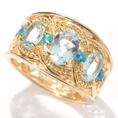 131-153 - NYC II 1.33ctw Oval Cut Aquamarine & Apatite Ring