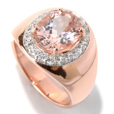 SS/18K ROSE VERMEIL RING 10x8MM MORGANITE & PINK SAPH