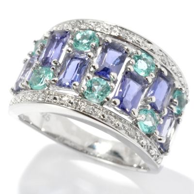 131-157 - NYC II 1.83ctw Iolite, Apatite & Diamond Band Ring