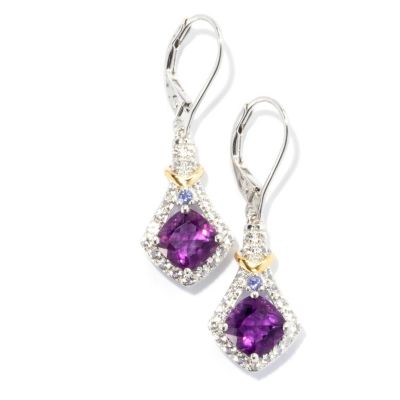 131-163 - NYC II 1.5" 2.72ctw Purple Fluorite, Iolite & White Topaz Drop Earrings 