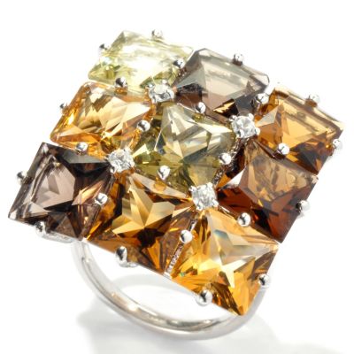 131-167 - NYC II 11.94ctw Multi Gemstone "Radiant Neutrals" Square Top Ring 