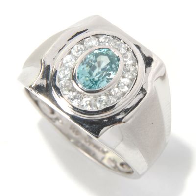 131-169 - NYC II Men's 1.84ctw Blue & White Zircon Halo Ring