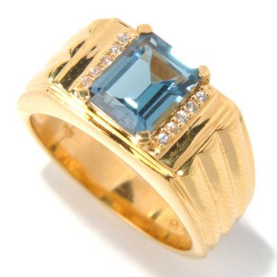131-172 - NYC II Men's 2.45ctw Emerald Cut London Blue & White Topaz Ring