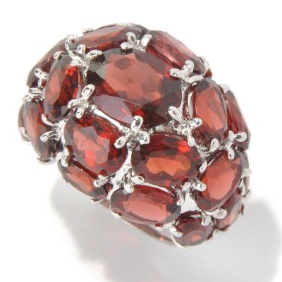 131-175 - Gem Insider Sterling Silver 18.31ctw Garnet Cluster Dome Ring