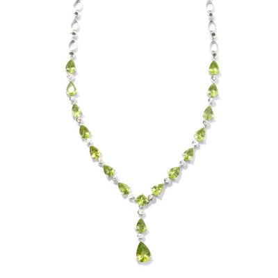 131-191 - Gem Insider Sterling Silver 16" 9.15ctw Peridot & Zircon Drop Necklace