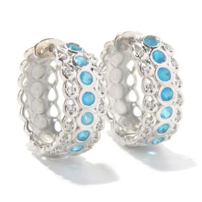 SS CHOICE GEMSTONE & WHITE ZIRCON 2.5MM HUGGIE HOOP