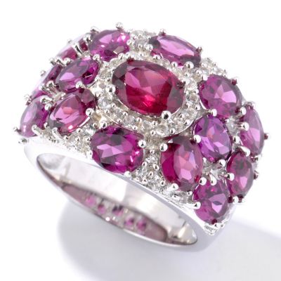 SS RHOD GARNET RING WITH WHITE TOPAZ