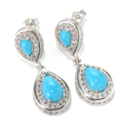 131-240 - Gem Insider Sterling Silver 1.25" Sleeping Beauty Turquoise Drop Earrings