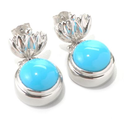 131-241 - Gem Insider Sterling Silver 10mm Sleeping Beauty Turquoise Floral Earrings