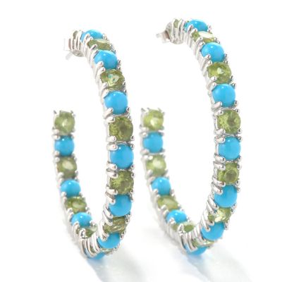 131-242 - Gem Insider Sterling Silver Sleeping Beauty Turquoise & Gemstone Earrings