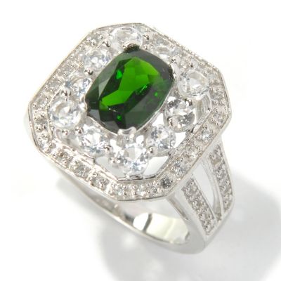 131-270 - Gem Treasures Sterling Silver 2.10ctw Topaz & Chrome Diopside Split Shank Ring