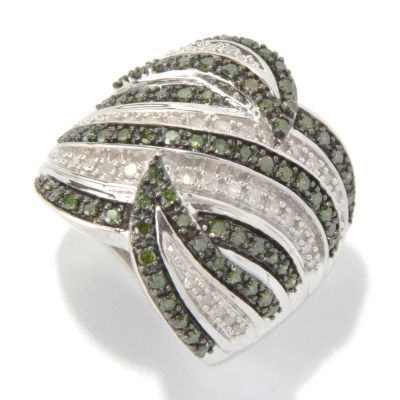 131-312 - Diamond Treasures Sterling Silver 0.75ctw White & Fancy Color Diamond Wide Ring