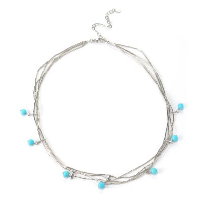 131-382 - Gem Insider Sterling Silver 18" Sleeping Beauty Turquoise Bead Necklace
