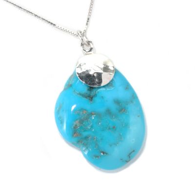 131-384 - Gem Insider Sterling Silver Sleeping Beauty Turquoise Pendant w/ 18" Chain