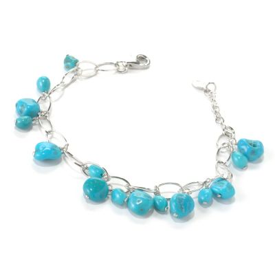 131-385 - Gem Insider Sterling Silver 7.5" Sleeping Beauty Turquoise Link Bracelet