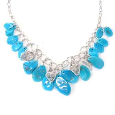 131-390 - Gem Insider Sterling Silver 18" Freeform Sleeping Beauty Turquoise Necklace
