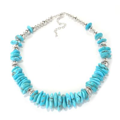 131-391 - Gem Insider Sterling Silver 18" Freeform Sleeping Beauty Turquoise Necklace