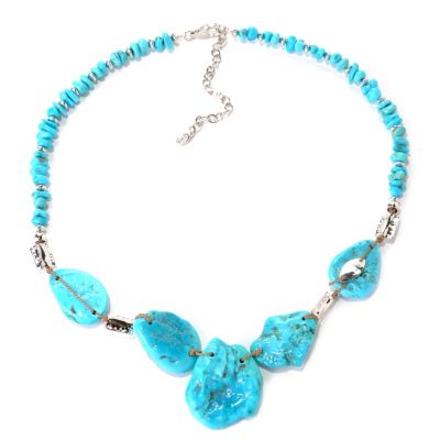 131-394 - Gem Insider Sterling Silver 18" Sleeping Beauty Turquoise Bead Necklace